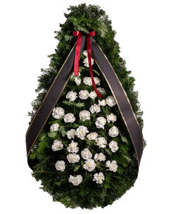 Funeral spray with white carnations
