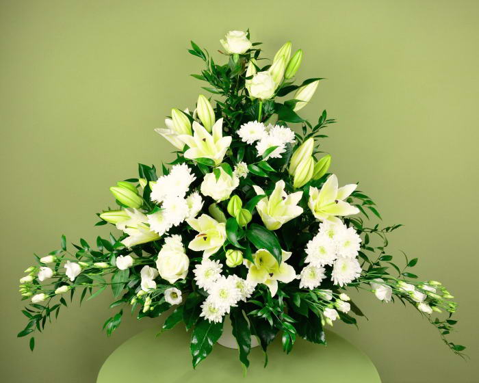 Funeral arrangement with white flowers 