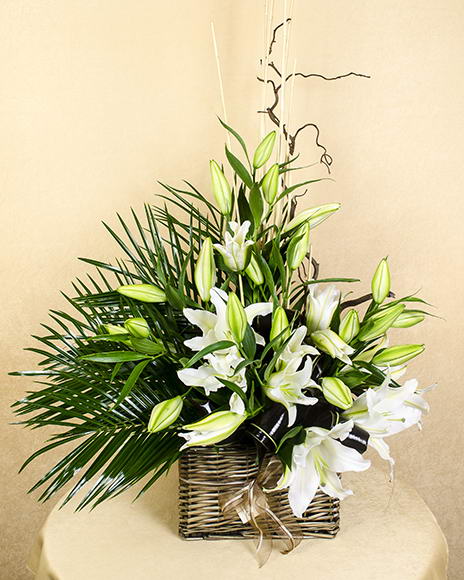 Arrangement with imperial white lilies