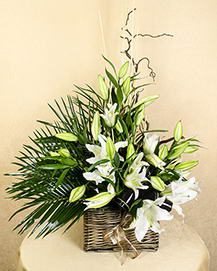 Arrangement with imperial white lilies
