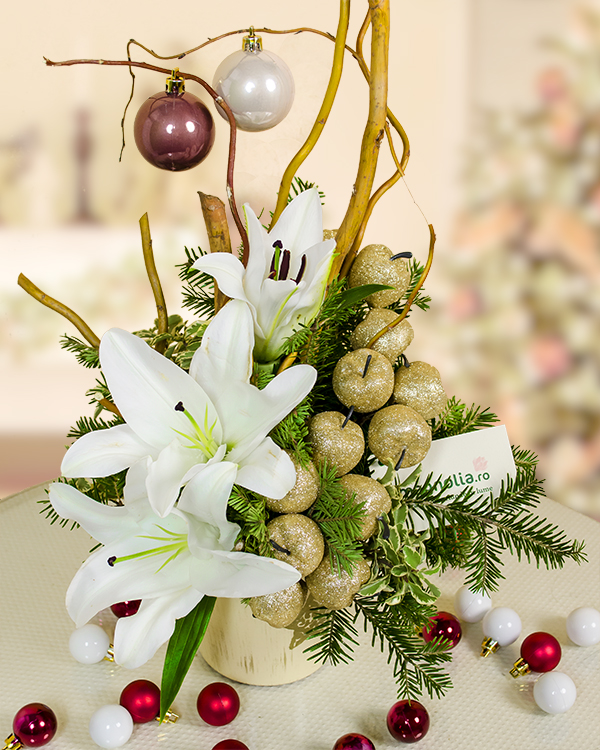 Christmas arrangement with lilies