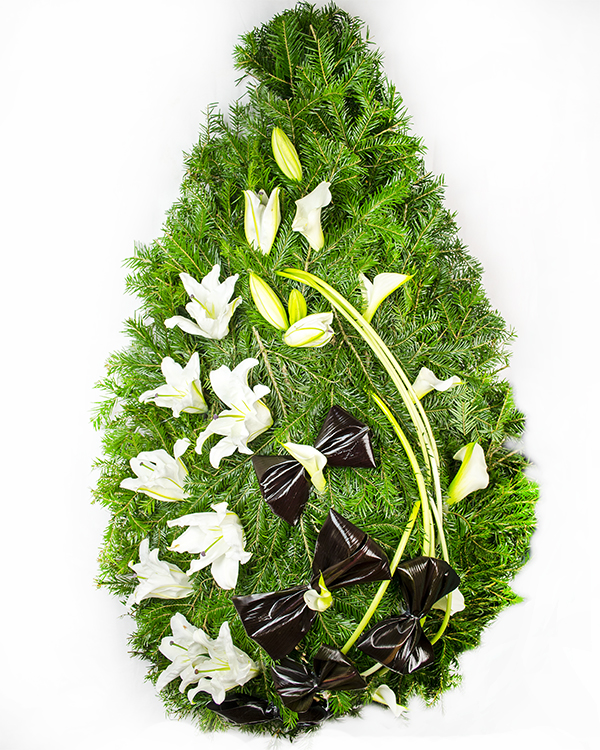 Funeral wreath with imperial lilies and callas