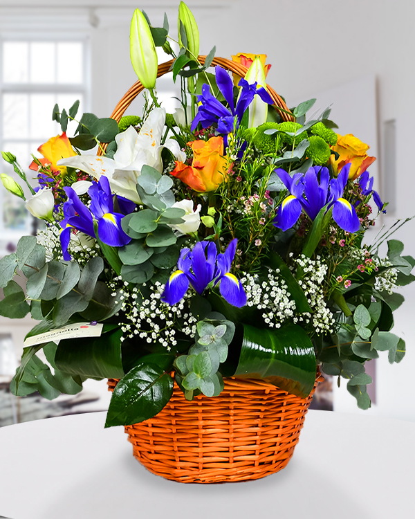 Basket colored floral arrangement