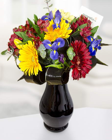 Bouquet of coloured mixed flowers