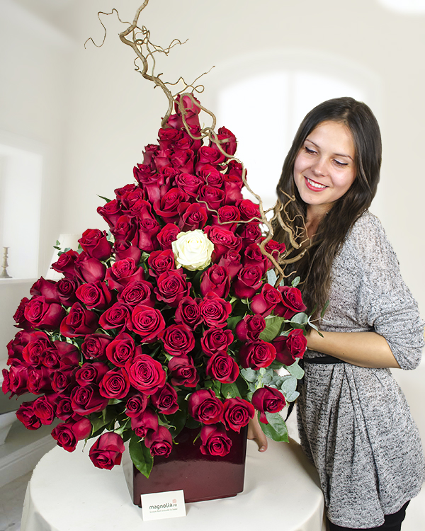 Arrangement with 101 Passion Red Roses