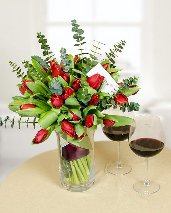 Tulips with Eucalyptus Bouquet