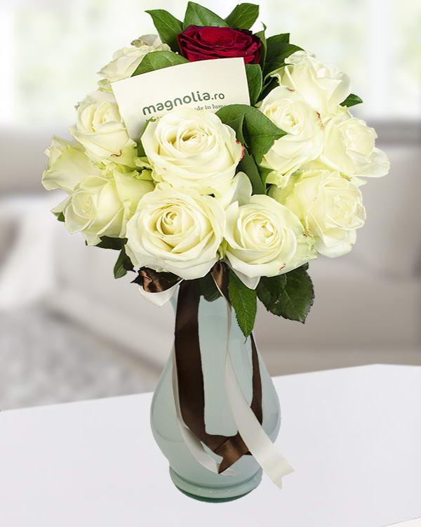 19 white roses bouquet