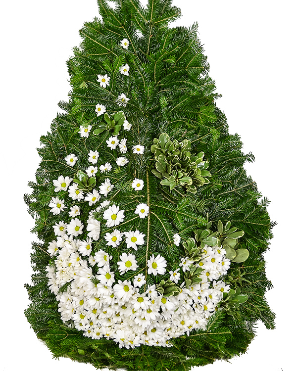 Coroană funerară cu crizanteme 