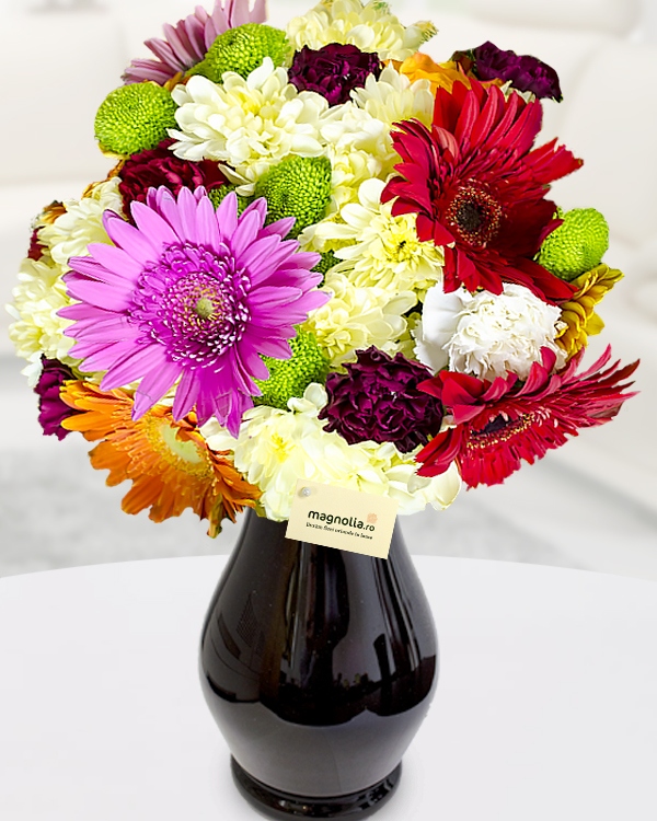 Flower bouquet in a rainbow of colors