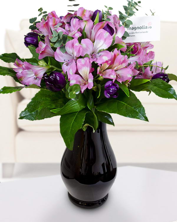 Bouquet with alstroemeria and tulips