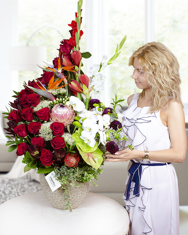 Exotic arrangement with special flowers