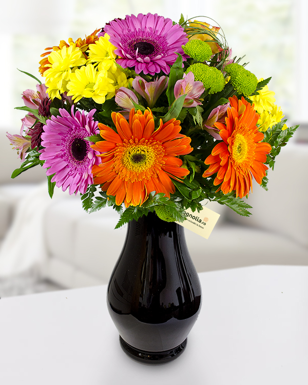 Bouquet with flowers in vivid colours