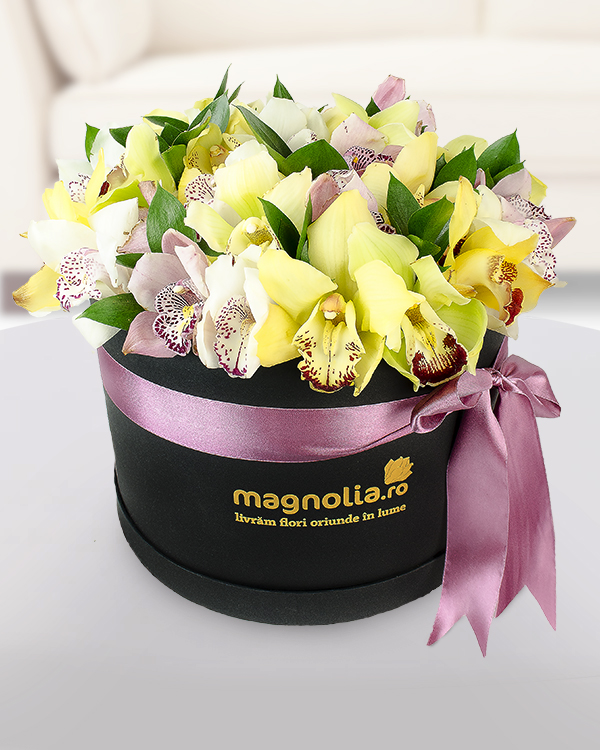 Arrangement with cymbidium orchid