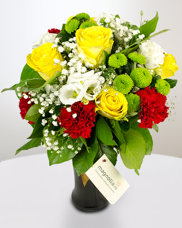 Bouquet with carnations chrysanthemums and roses