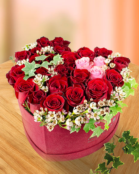 Heart shaped box of roses