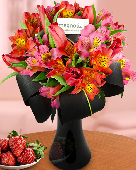 Bouquet of tulips and alstroemeria