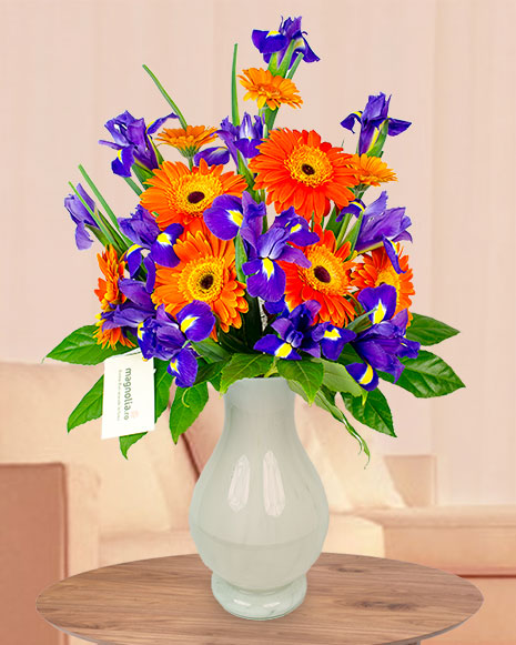 Bouquet with gerbera and irises