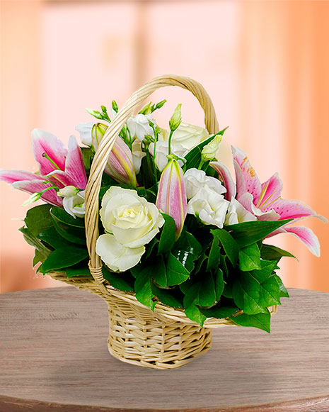 Summer flower basket arrangement