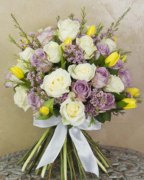 Luxury bouquet with roses and tulips