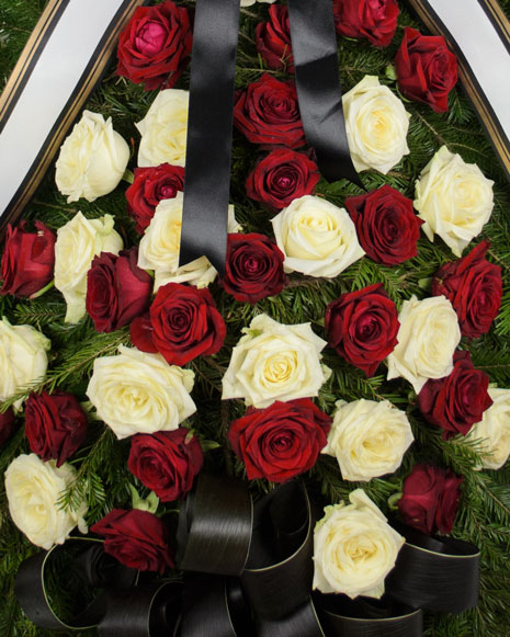 Funeral wreath with roses