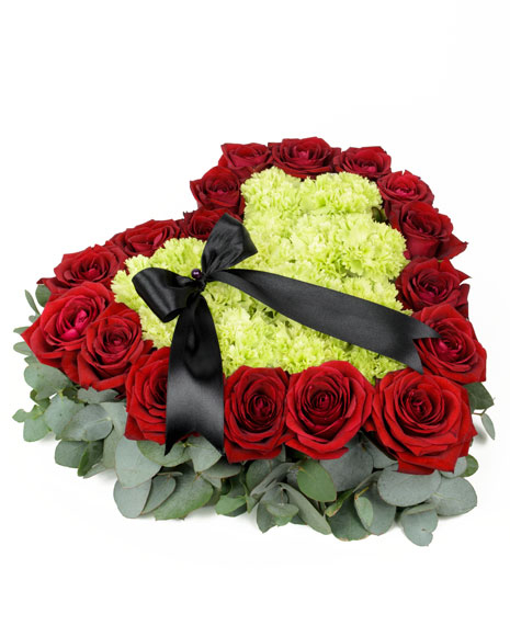 Funeral heart with roses