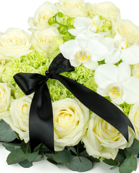 Funeral heart with white flowers