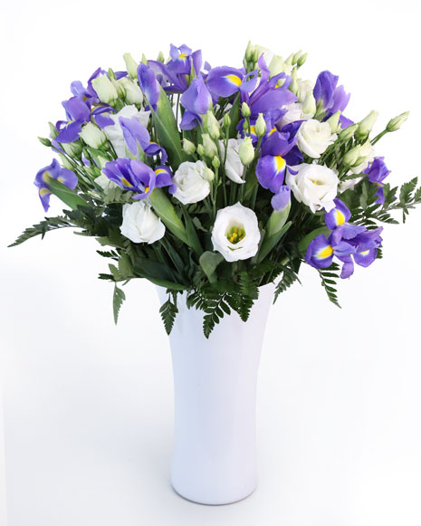 Bouquet of irises and eustoma