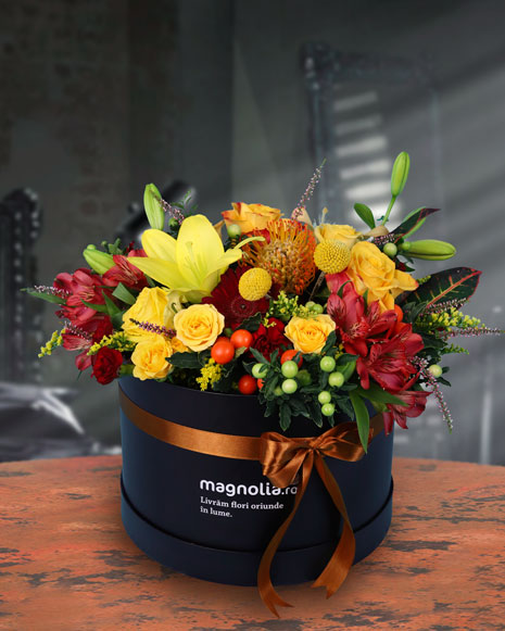Box with mixed flowers
