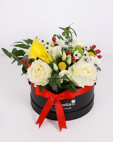 Elegant floral arrangement in a box