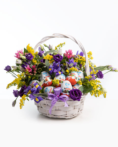 Basket of flowers and Kinder eggs