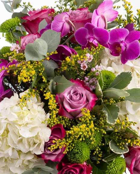 Bouquet with hydrangeas and orchids
