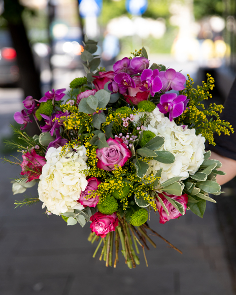 Bouquet with hydrangeas and orchids
