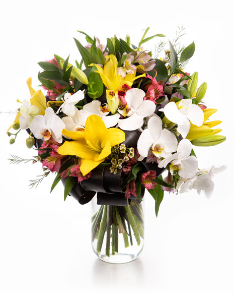 Orchids, lilies and alstroemeria bouquet