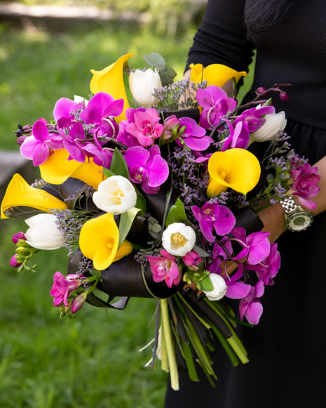 Orchid and calla lilies bouquet 