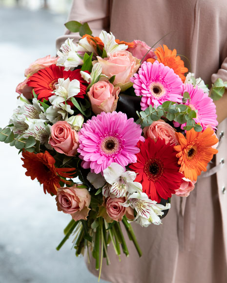 Colored flowers in a mix bouquet