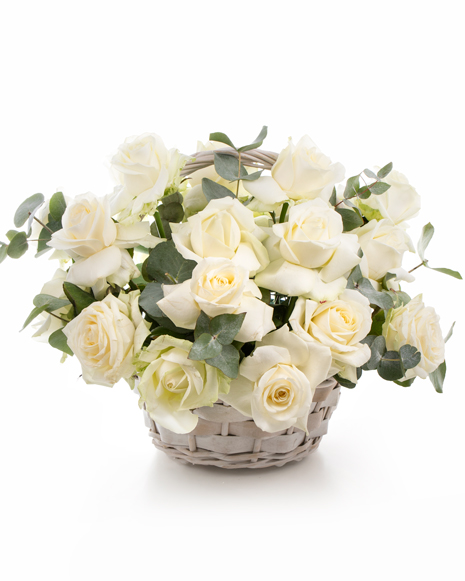 White roses basket