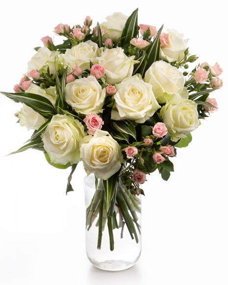 Bouquet with white and pink roses