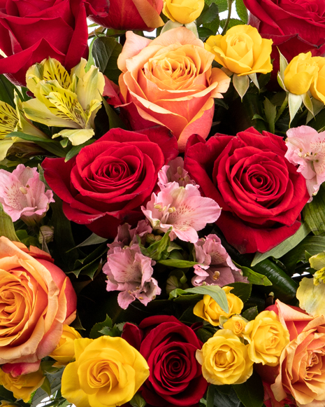 Bouquet of roses and alstroemeria