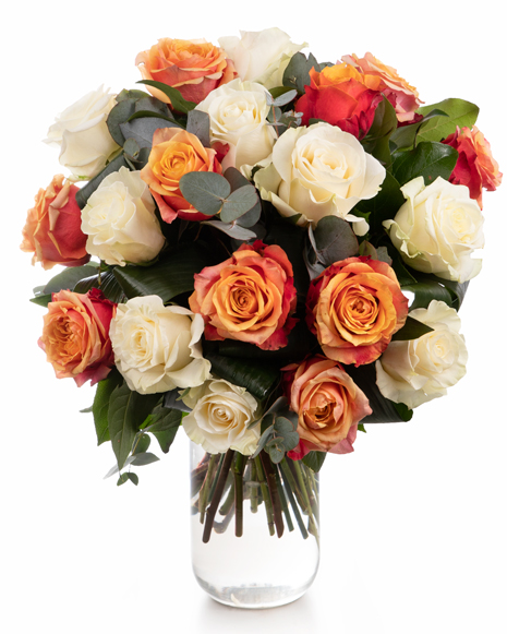 Bouquet of white and orange roses