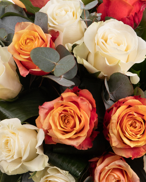 Bouquet of white and orange roses