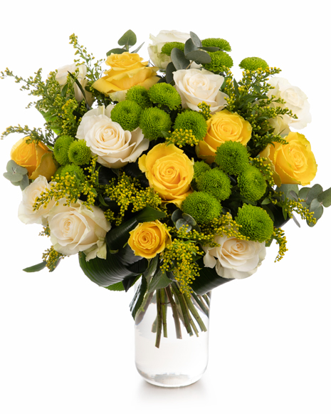 Bouquet with roses and chrysanthemums