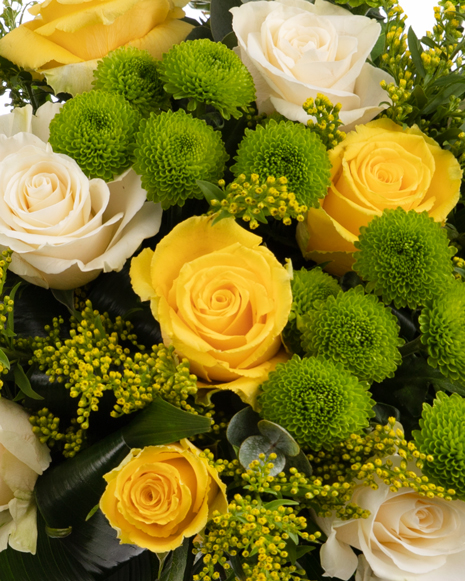 Bouquet with roses and chrysanthemums