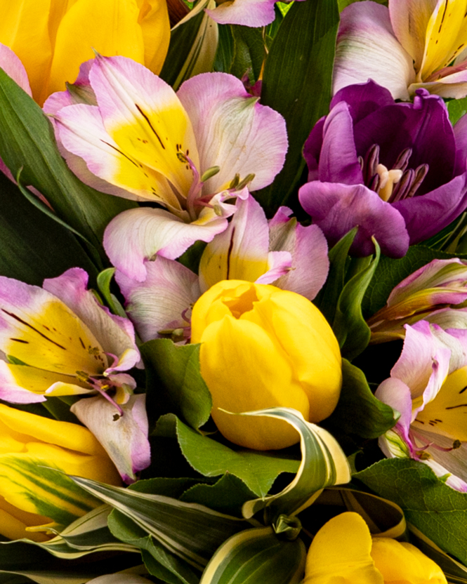 Bouquet with alstroemeria and tulips