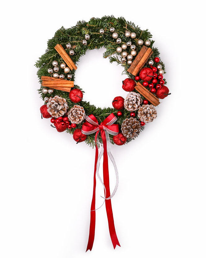 Wreath with winter decorations