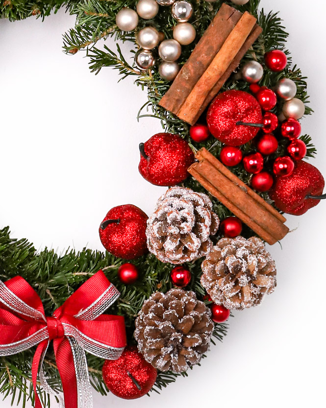 Wreath with winter decorations