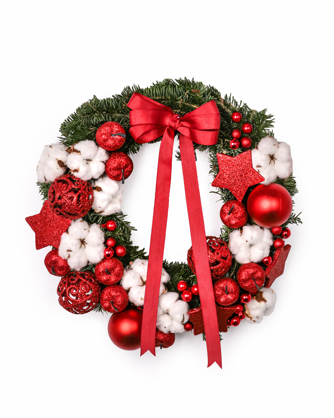 Fir wreath with decorations