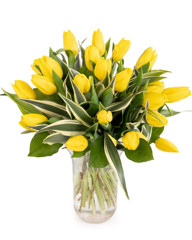 Bouquet with yellow tulips