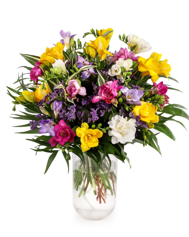 Bouquet with colorful freesias
