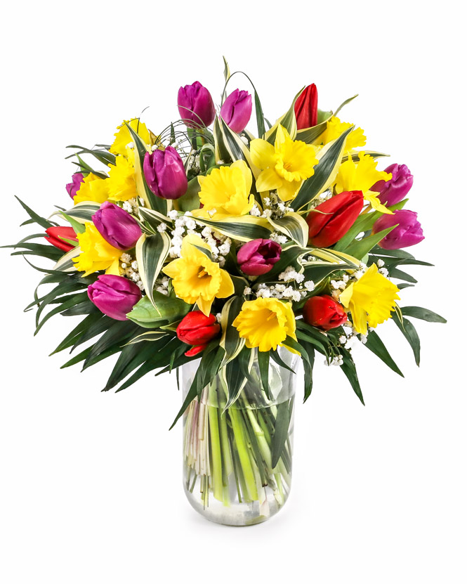 Daffodils and tulips bouquet