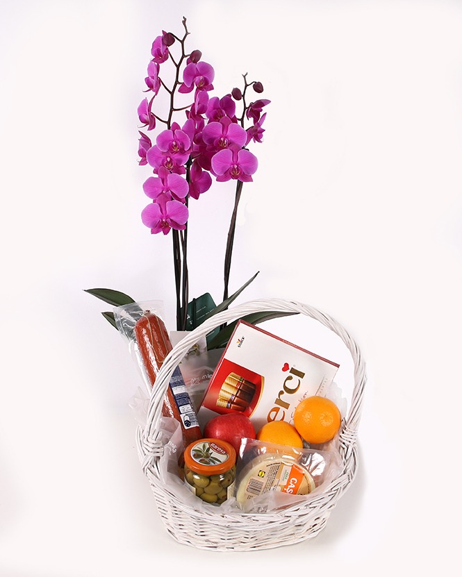 Goodies basket and Phalaenopsis orchid